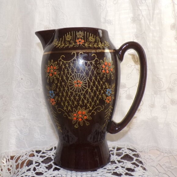 Vintage Other - Vintage Red Ware Hand-painted Pitcher